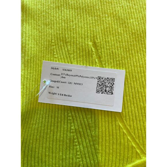 Westbridge Apparel Neon Yellow Ribbed Knit Long Sleeve Bodycon Dress Size M NWT - Picture 7 of 10